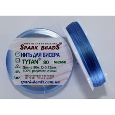 Нитка Титан 80 Spark Beads, 80 м, синій — нитка для бісероплетіння, вишивки, рукоділля
