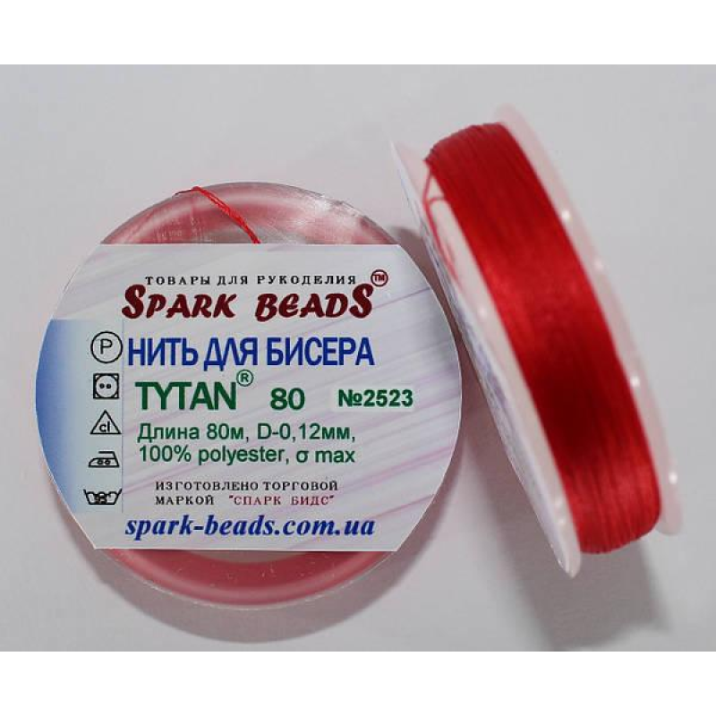 Нитка Титан 80 Spark Beads, 80 м, червоний— нитка для бісероплетіння, вишивки, рукоділля