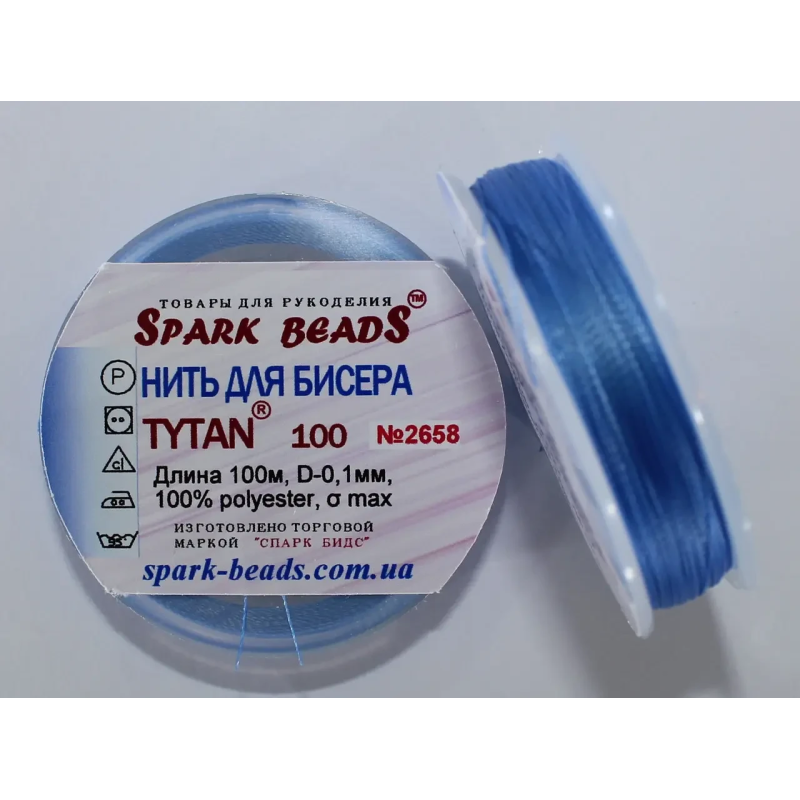 Нитка Титан 100 Spark Beads, 100 м, небесно-синій — нитка для бісероплетіння, вишивки, рукоділля Нитка Титан 100 Spark Beads, 100 м, небесно-синій — нитка для бісероплетіння, вишивки, рукоділля