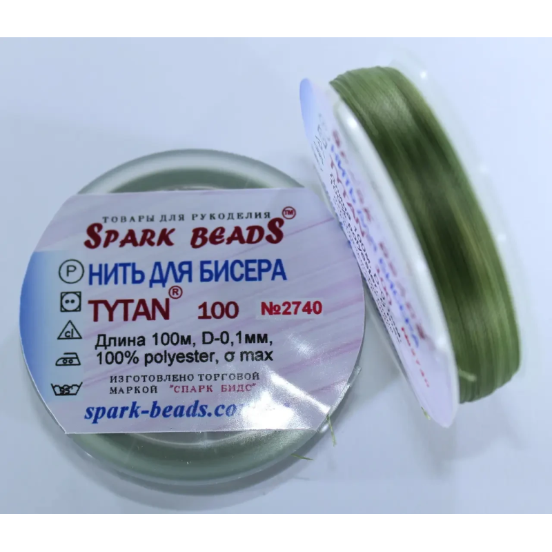 Нитка Титан 100 Spark Beads, 100 м, лісовий зелений — нитка для бісероплетіння, вишивки, рукоділля
