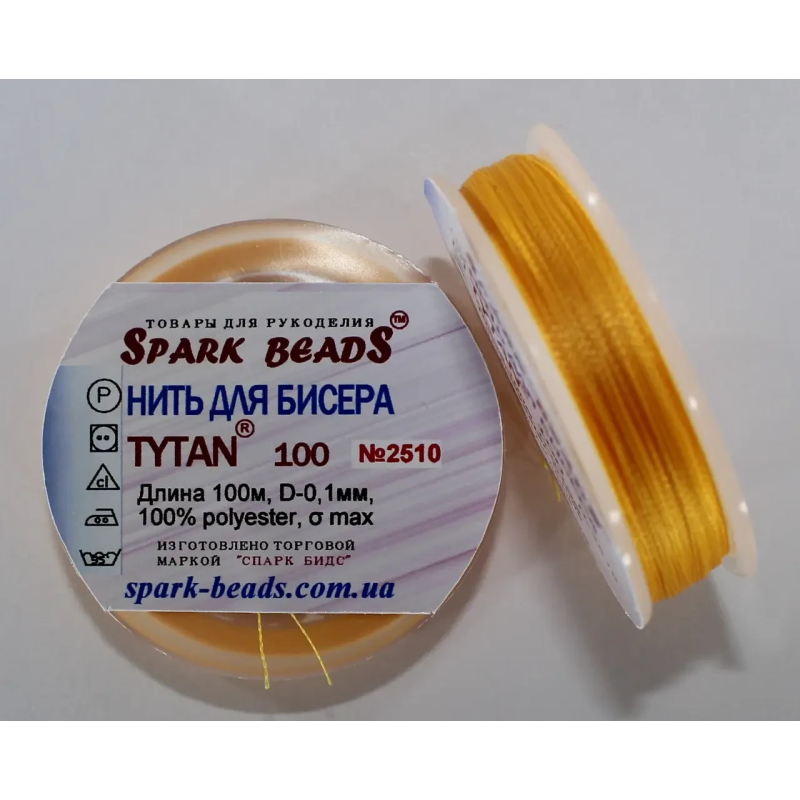 Нитка Титан 100 Spark Beads, 100 м, абрикосовий — нитка для бісероплетіння, вишивки, рукоділля Нитка Титан 100 Spark Beads, 100 м, абрикосовий — нитка для бісероплетіння, вишивки, рукоділля
