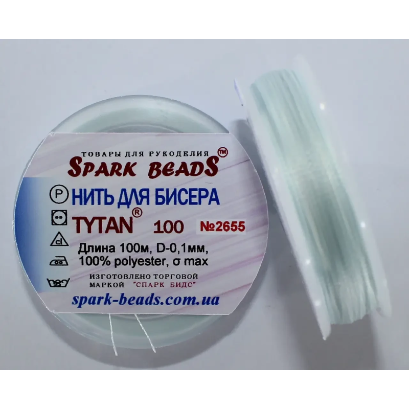 Нитка Титан 100 Spark Beads, 100 м, блідо блакитний— нитка для бісероплетіння, вишивки, рукоділля Нитка Титан 100 Spark Beads, 100 м, блідо блакитний— нитка для бісероплетіння, вишивки, рукоділля