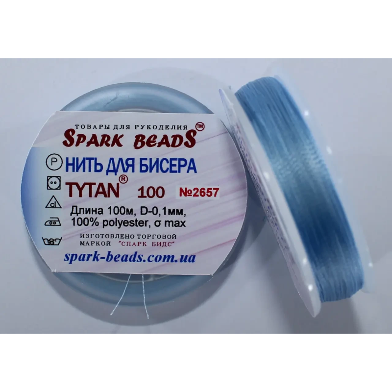 Нитка Титан 100 Spark Beads, 100 м, світло блакитний— нитка для бісероплетіння, вишивки, рукоділля Нитка Титан 100 Spark Beads, 100 м, світло блакитний— нитка для бісероплетіння, вишивки, рукоділля