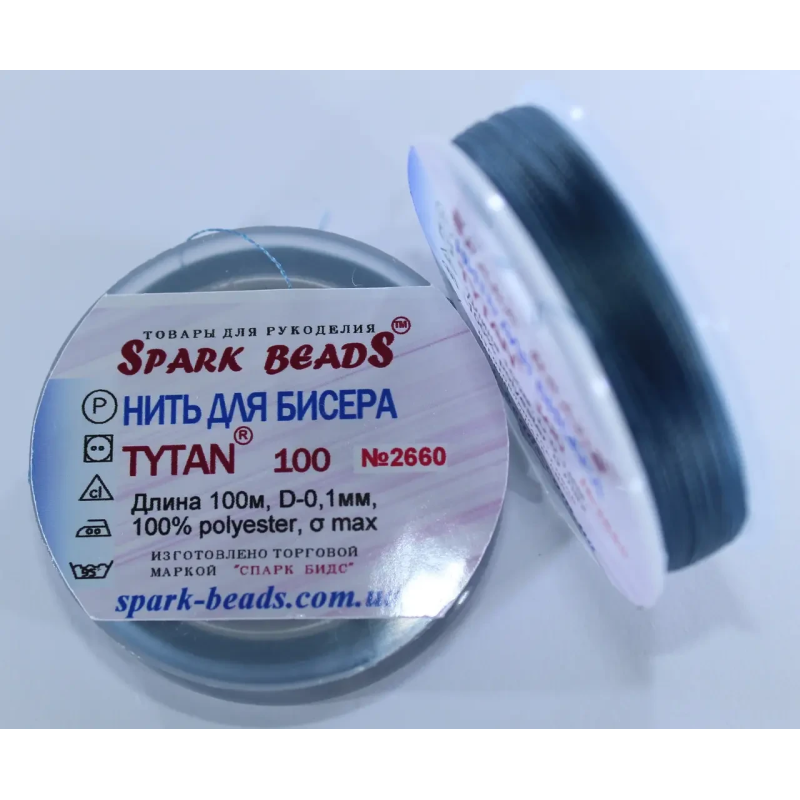 Нитка Титан 100 Spark Beads, 100 м, джинсовий — нитка для бісероплетіння, вишивки, рукоділля Нитка Титан 100 Spark Beads, 100 м, джинсовий — нитка для бісероплетіння, вишивки, рукоділля