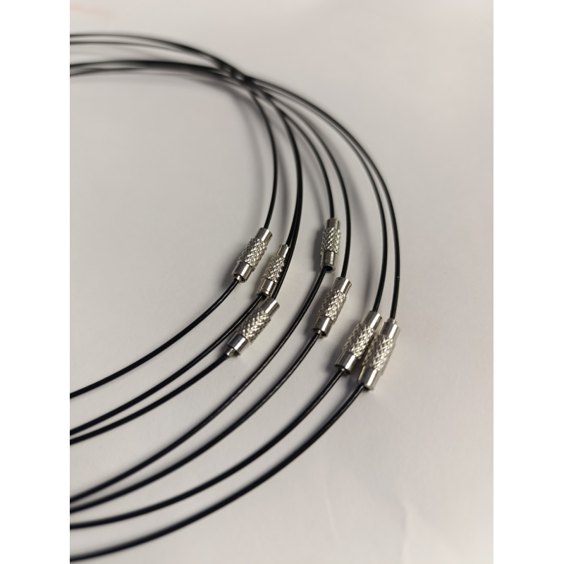 Основа для кольє з ювелірного тросика, 46 см, сталева застібка, чорний колір