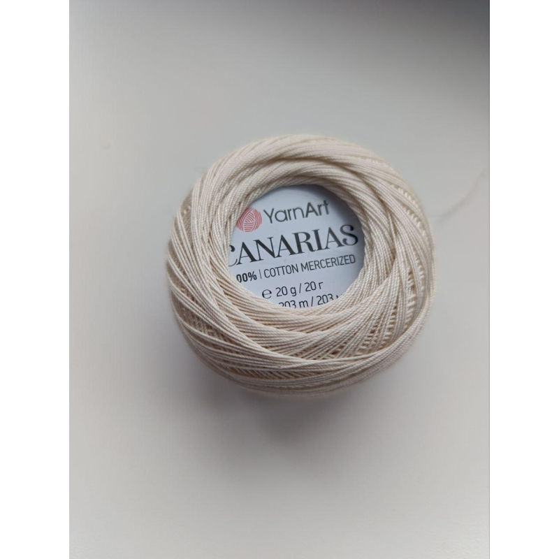 Нитки Canarias молочні, 100% бавовна, для в’язання джгутів з бісеру Нитки Canarias молочні, 100% бавовна, для в’язання джгутів з бісеру
