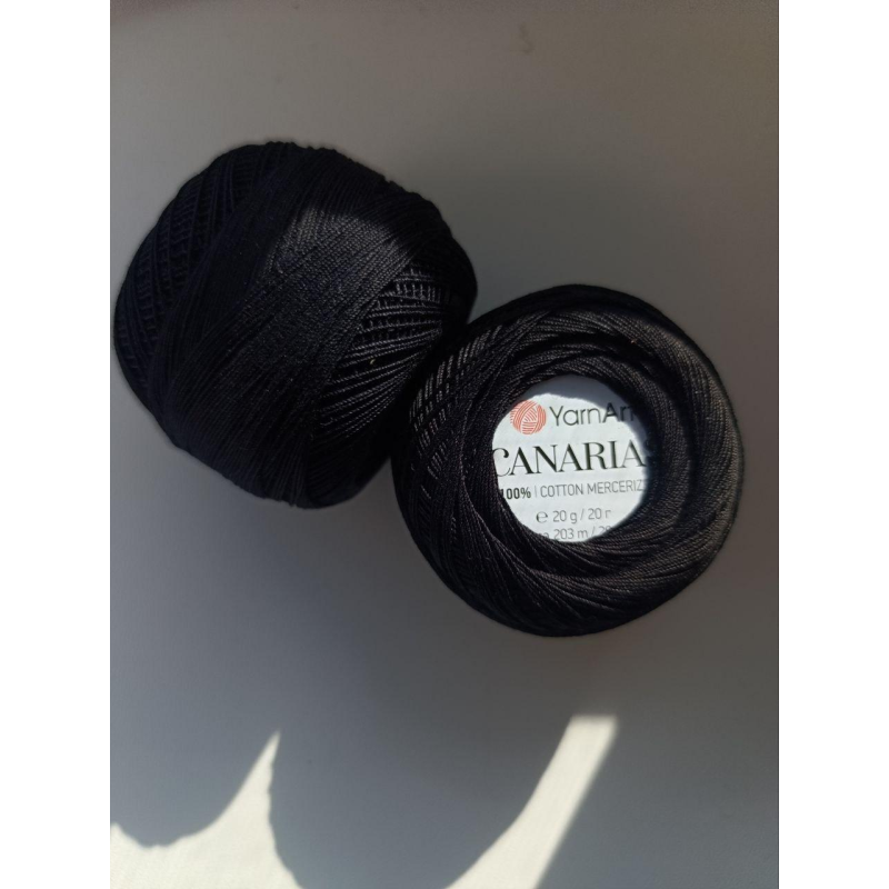 Нитки Canarias чорні, 100% бавовна, для в’язання джгутів з бісеру Нитки Canarias чорні, 100% бавовна, для в’язання джгутів з бісеру